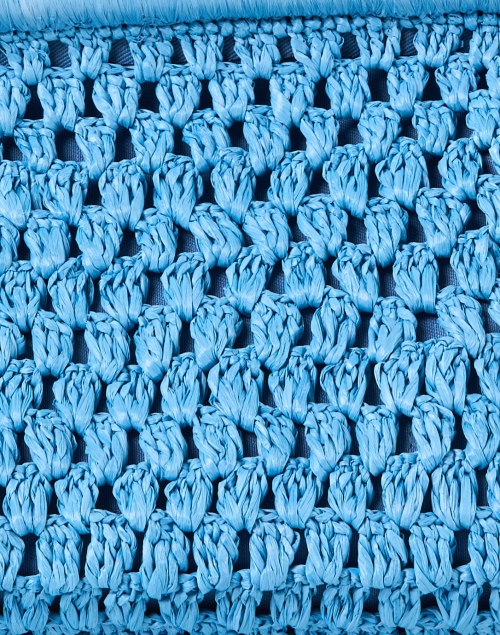 Fabric image - Loeffler Randall - Trudie Blue Crochet Raffia Clutch
