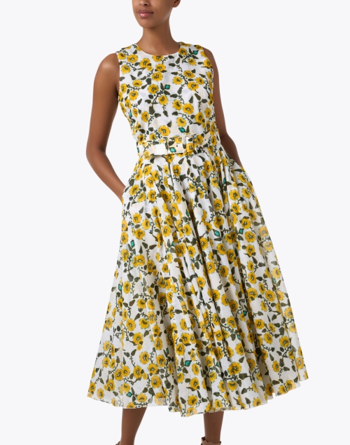 Front image - Samantha Sung - Aster Yellow Floral Print Cotton Dress
