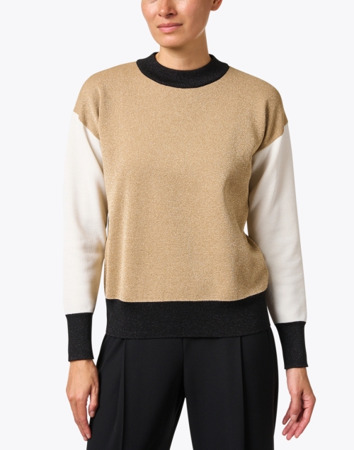Front image - BOSS Hugo Boss - Fangal Metallic Colorblock Wool Sweater