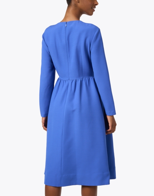 Back image - Lafayette 148 New York - Blue Wool Crepe Cocktail Dress