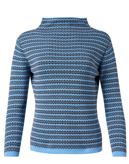 Product image - Blue - Blue and Brown Fairisle Pima Cotton Sweater