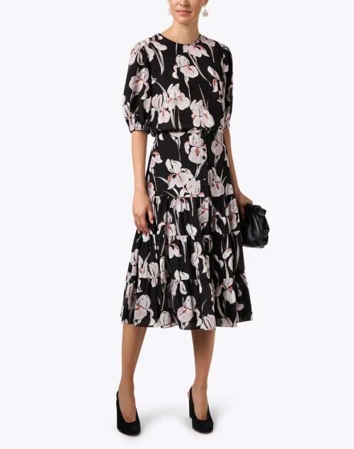 Look image - Jason Wu - Black Floral Tiered Midi Skirt