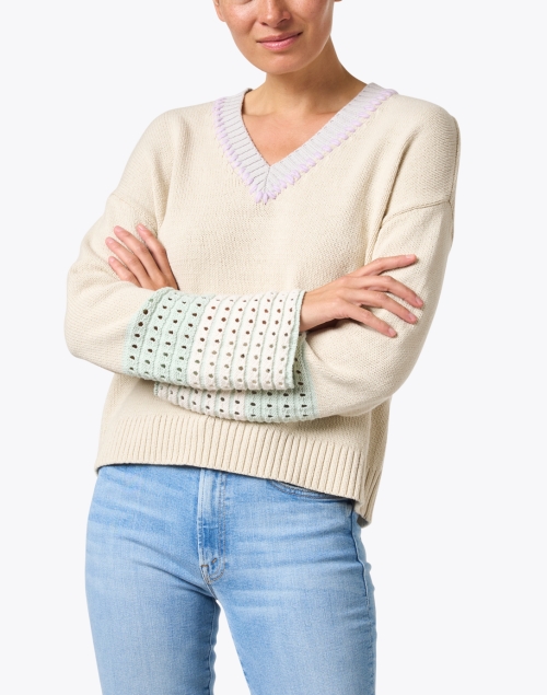 Front image - Lisa Todd - Cream Multi Cotton Blend Sweater