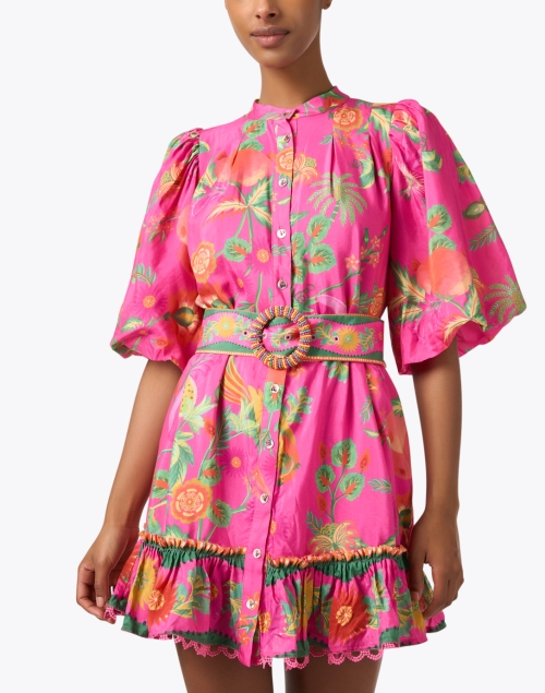 Front image - Farm Rio - Pink Print Shirt Dress