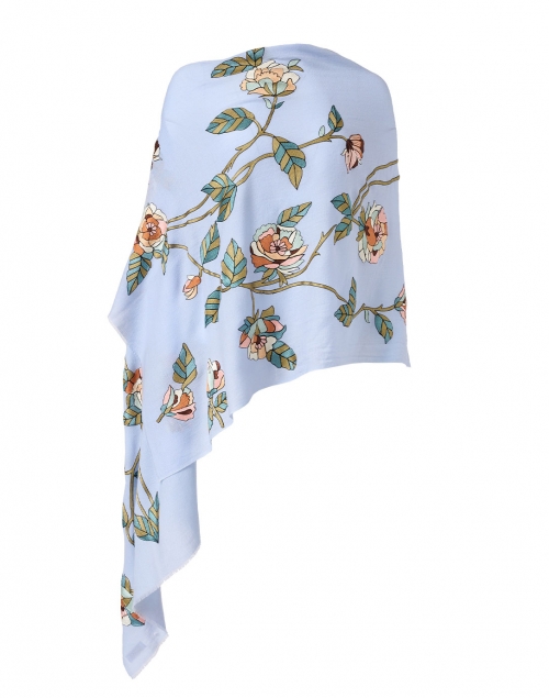 Product image - Janavi - Blue Garden Floral Embroidered Wool Scarf