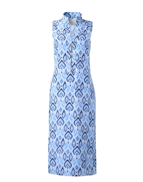 Product image - Sail to Sable - Blue Ikat Print Silk Cotton Tunic Dress
