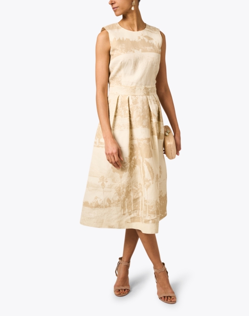 Look image - Lafayette 148 New York - Beige Print Fit and Flare Dress