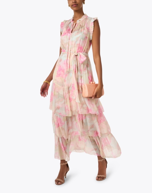 Christian Pink Print Chiffon Dress