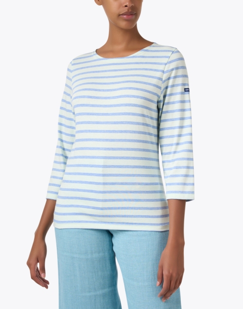 Front image - Saint James - Galathee Blue Striped Shirt