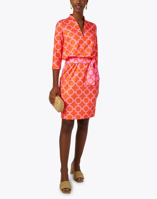 Pink and Orange Print Cotton Dress