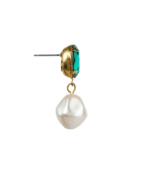 Back image - Jennifer Behr - Tunis Green Crystal and Pearl Drop Earrings
