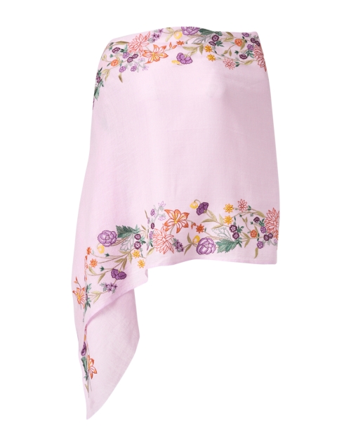 Product image - Janavi - Lilac Pink Floral Embroidered Wool Scarf