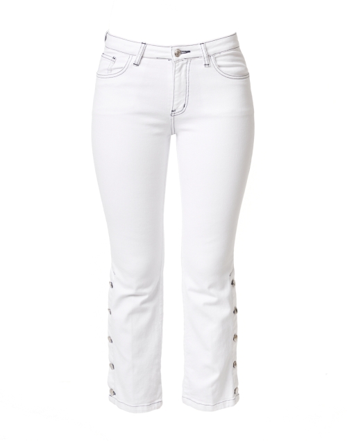 Product image - Vilagallo - Fabiola White Denim Jean with Button Leg Detailing
