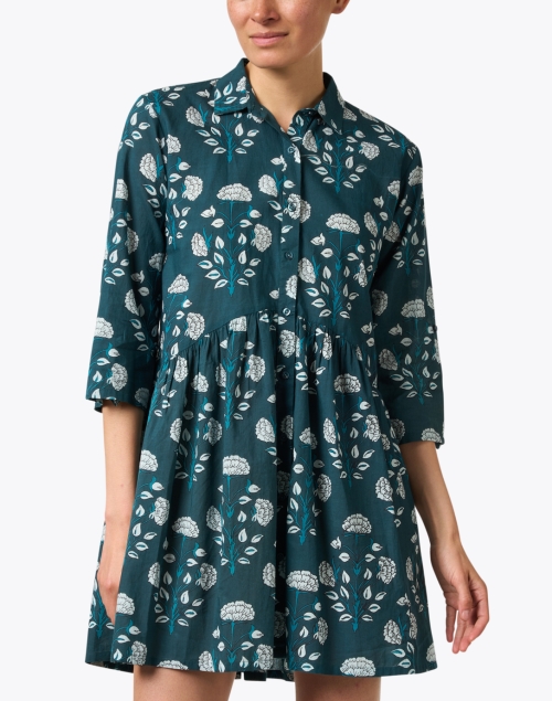 Front image - Ro's Garden - Deauville Green Printed Shirt Dress