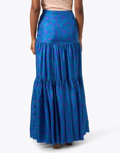 Back image - Veronica Beard - Serence Blue Print Maxi Skirt