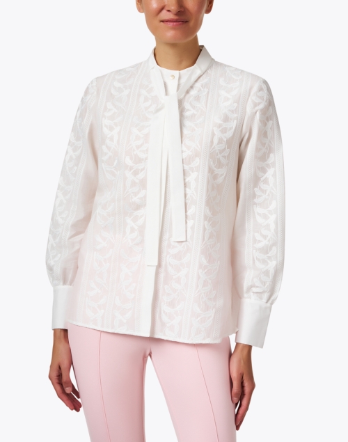Front image - Marc Cain - White Embroidered Blouse