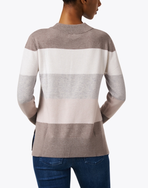 Back image - Kinross - Neutral Multi Stripe Cashmere Sweater