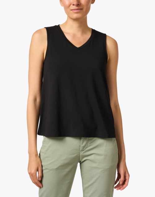 Front image - Eileen Fisher - Black Stretch Jersey Tank