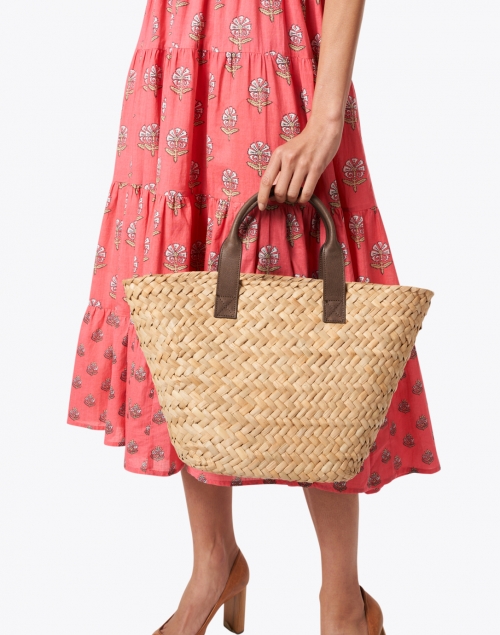 Look image - Kayu - Preston Natural Woven Seagrass and Brown Leather Tote Bag
