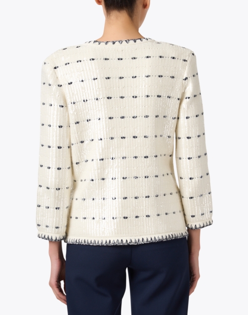 Back image - Veronica Beard - Ceriani Ivory and Navy Cotton Jacket