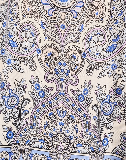Fabric image - Rani Arabella - Blue Paisley Print Cashmere Silk Poncho