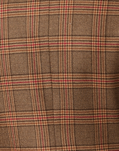Veronica Beard Italian Plaid Wool and Linen Suiting - Brown/Blue