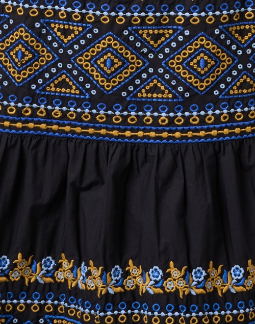 Fabric image - Shoshanna - Daria Black Embroidered Cotton Poplin Dress