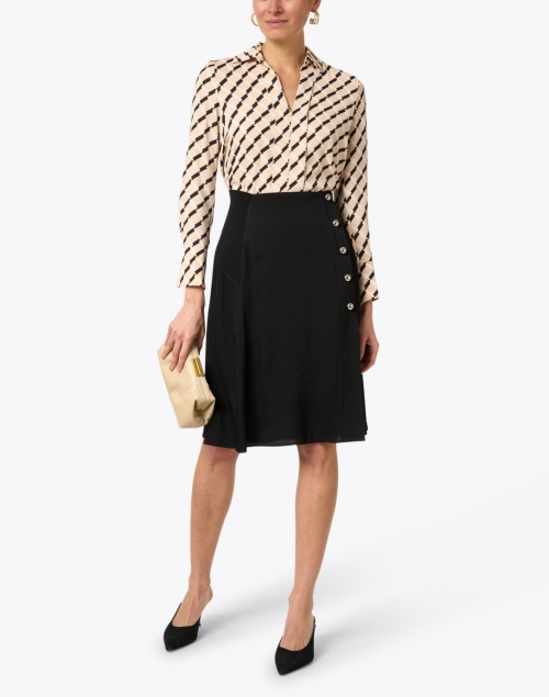 L.K. Bennett - Corrin Black Side Button Skirt