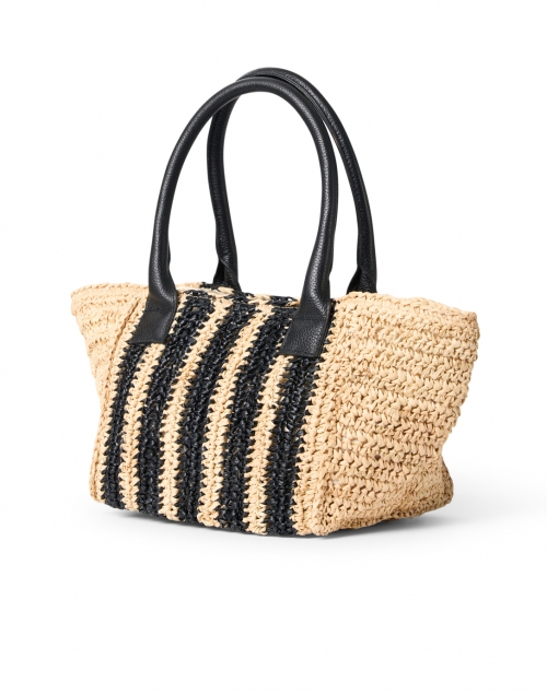 Front image - Laggo - Marina Sand Beige and Black Striped Straw Bag