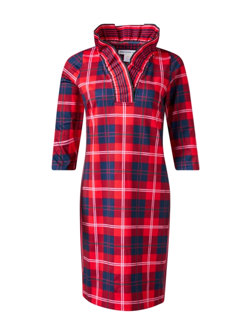 Product image - Gretchen Scott - Red Plaid Ruffle Neck Dress