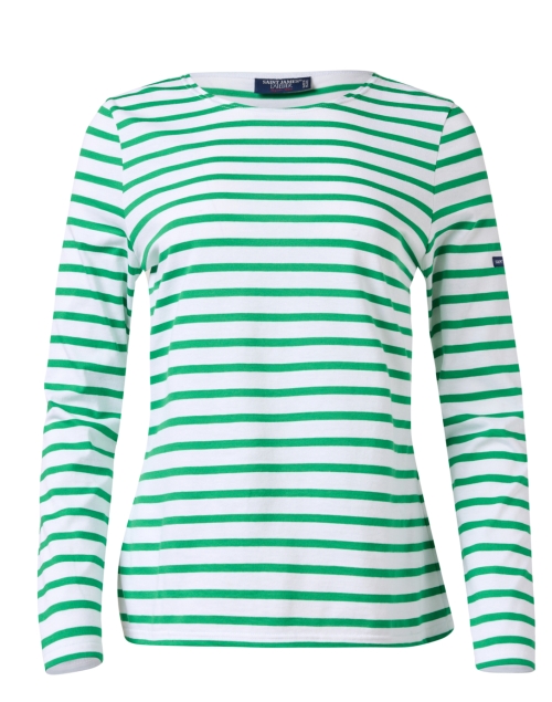 Product image - Saint James - Minquidame White and Green Striped Cotton Top