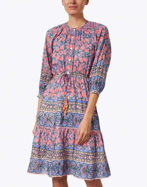 Bell - Colette Pink and Blue Floral Print Cotton Dress