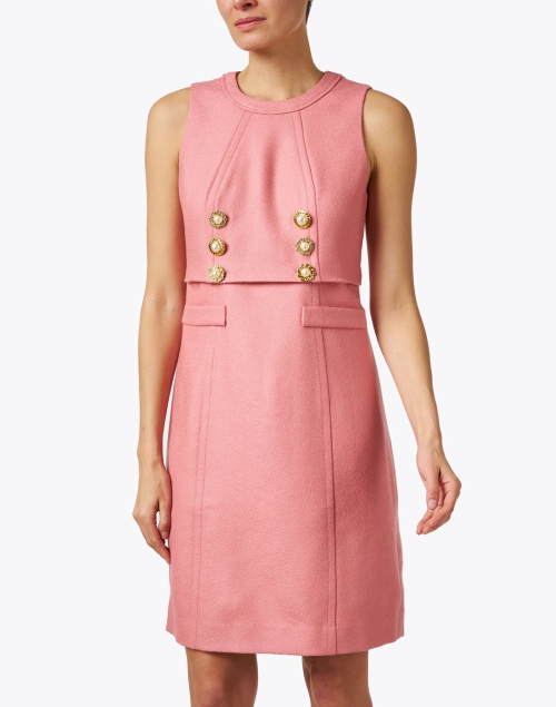 Front image - St. John - Pink Wool Sheath Dress