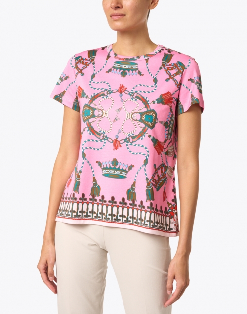 Front image - Rani Arabella - Pink Crown Print Cotton T-Shirt