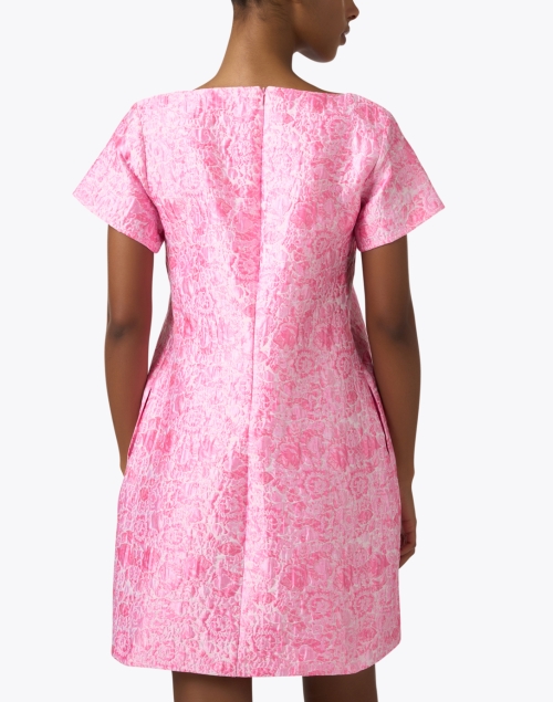 Back image - Abbey Glass - Lulu Pink Jacquard Dress