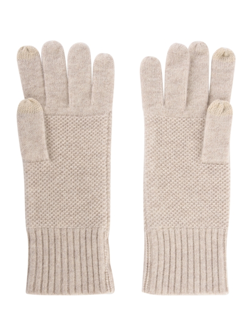Back image - Kinross - Beige Cashmere Textured Gloves