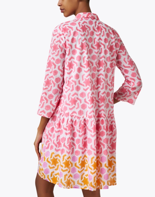 Back image - Ro's Garden - Deauville Pink Geometric Print Shirt Dress