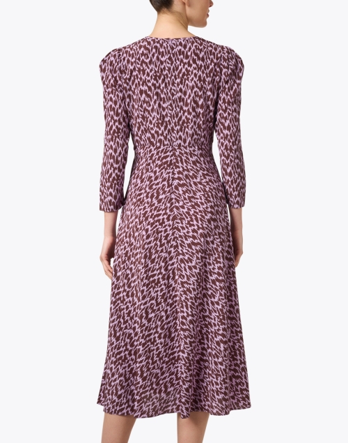 Back image - L.K. Bennett - Gabrielle Purple Print Silk Dress