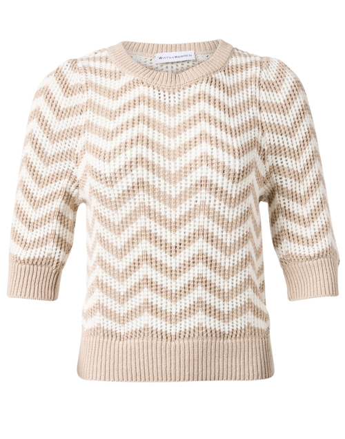 Product image - White + Warren - Beige Chevron Cotton Sweater