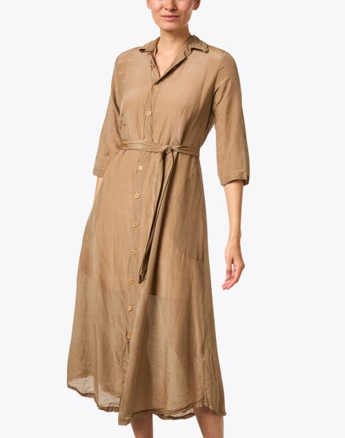Front image - CP Shades - Brown Belted Shirt Dress 