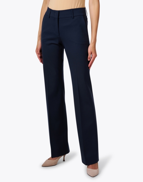 Front image - Piazza Sempione - Luisa Navy Stretch Wool Straight Leg Pant 