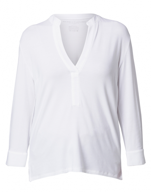 Product image - Majestic Filatures - White Stretch Viscose Henley Top
