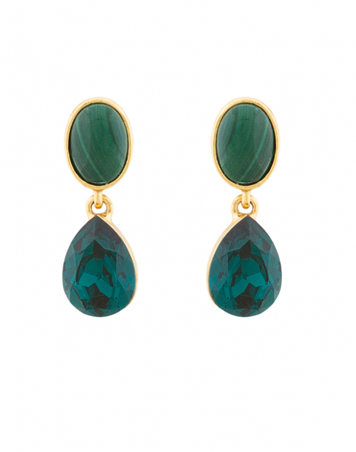 Oscar de la Renta - Emerald Crystal and Malachite Stone Drop Earrings
