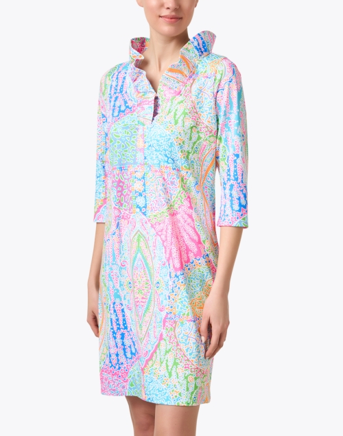 Front image - Gretchen Scott - Multi Bazaar Printed Ruffle Neck Dress