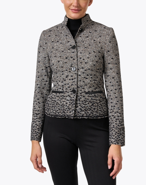 Front image - Marc Cain - Grey and Black Wool Cotton Tweed Jacket