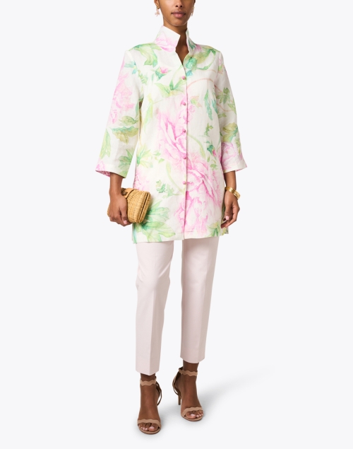 Look image - Connie Roberson - Rita Pink and Green Floral Linen Jacket