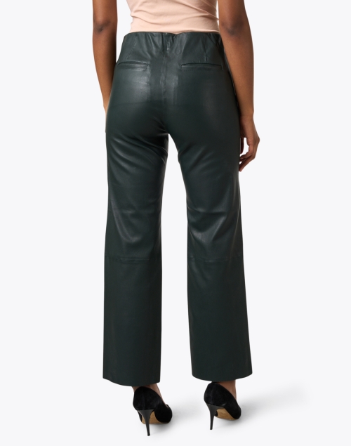 Back image - Ecru - Pine Green Stretch Faux Leather Pant