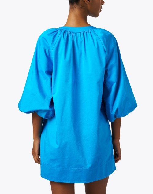 Back image - Honorine - Maisie Turquoise Poplin Dress