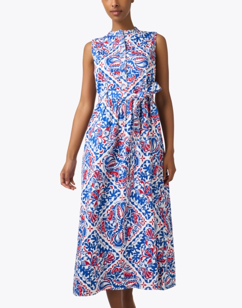 Front image - Banjanan - Daffodil Red White and Blue Print Dress