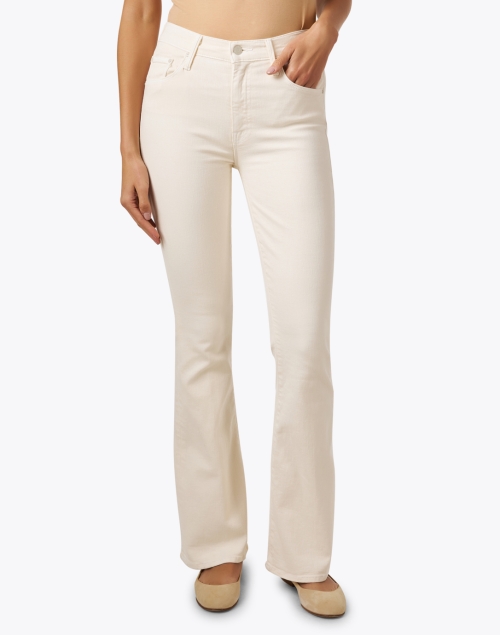 Front image - Mother - The Weekender Cream Flare Jean